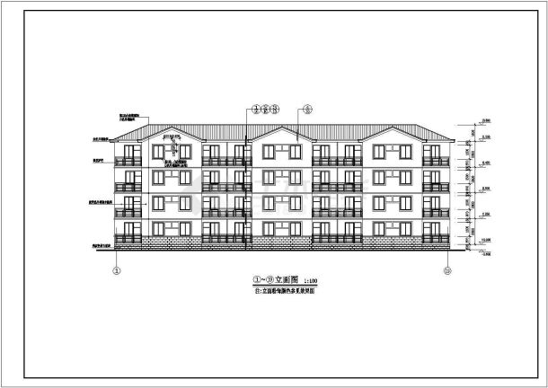 某地多层宿舍楼建筑设计施工图（共10张）-图二