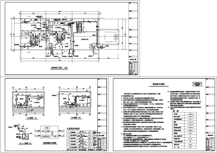 小区消防及生活泵房施工cad图，共三张_图1