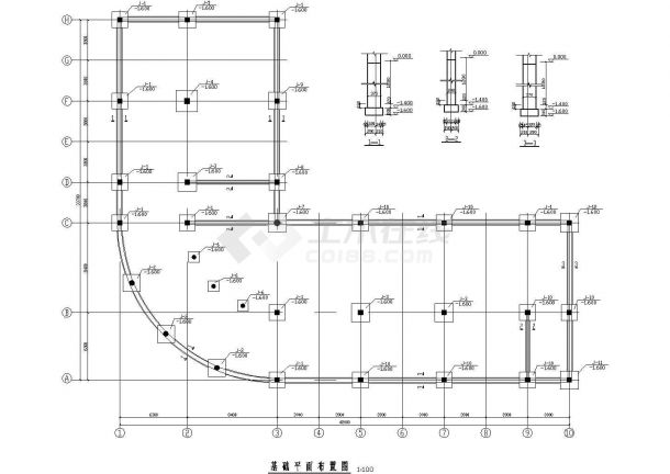 三层框架结构宾馆结构施工图（含建筑施工图独立基础）-图二