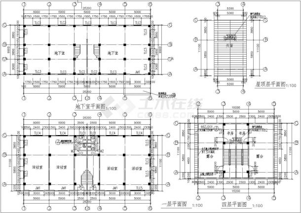 一套精美的四层框架住宅结构施工图-图一