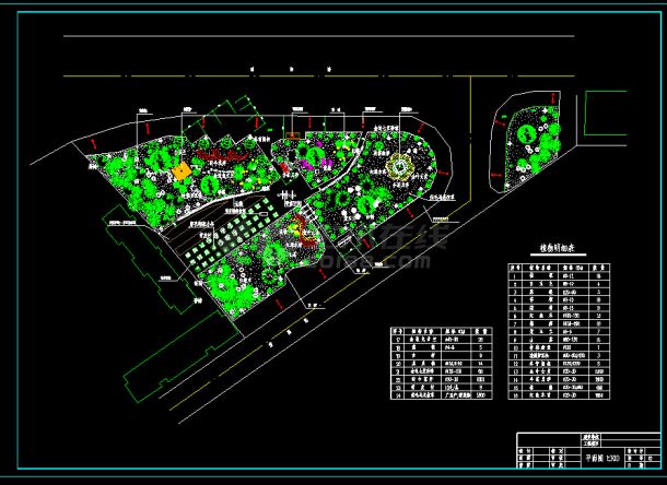 某地小型大道三角绿地绿化园林景观建筑cad设计图-图二