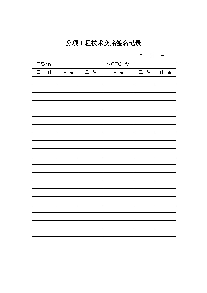 分项工程技术交底签名记录 安装工程.doc-图一