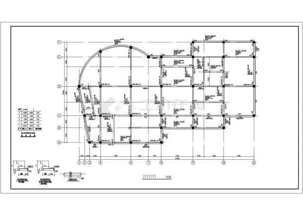 4层剪力墙结构办公楼cad施工工程图纸-图二