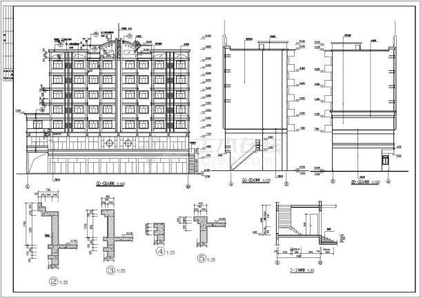 某地小型商住楼建筑施工图（共4张）-图二