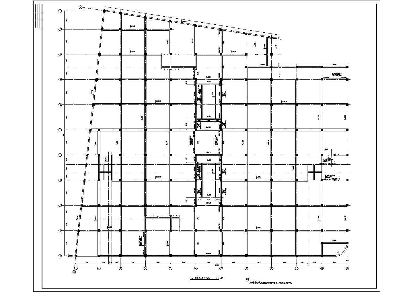 浇灌空心楼板高层cad结构施工设计图素材