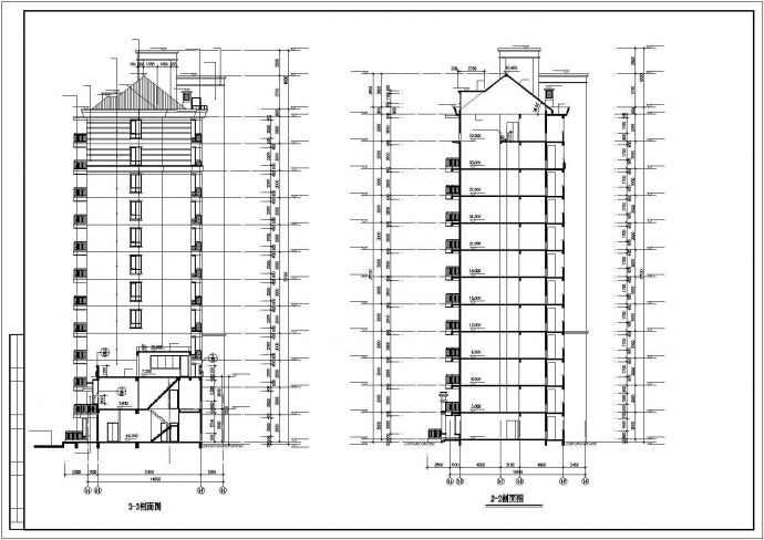 经济型多层住宅立面图剖面图的图纸_图1