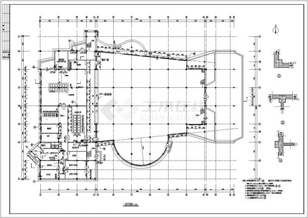 某地食堂平面建筑布置设计图（共7张）-图二