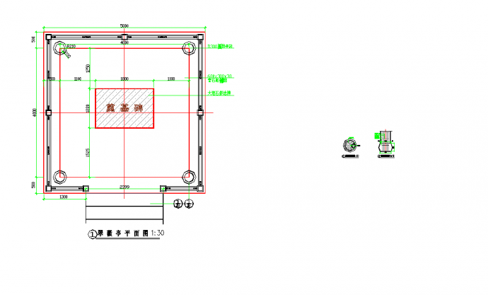 某园林木质中式小凉亭CAD设计图纸_图1