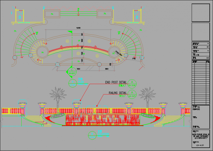 某小区入口水景喷泉CAD设计施工图纸_图1