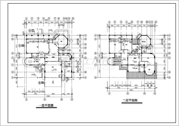 某地区一套不错的别墅建筑施工cad图-图二