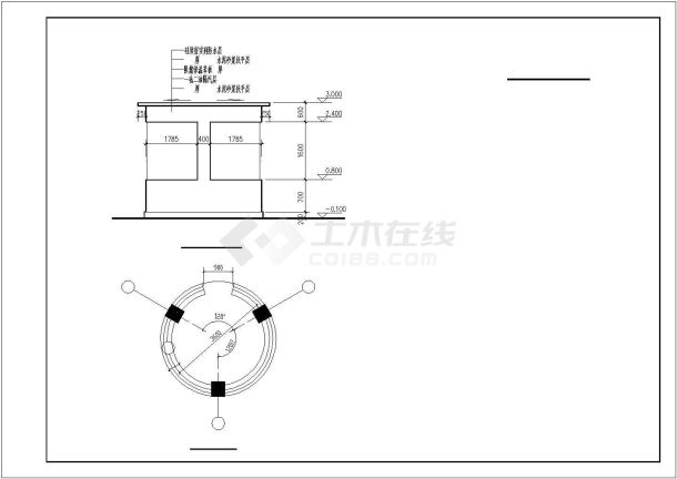 福建省某城市江畔明珠小区大门建筑图-图一