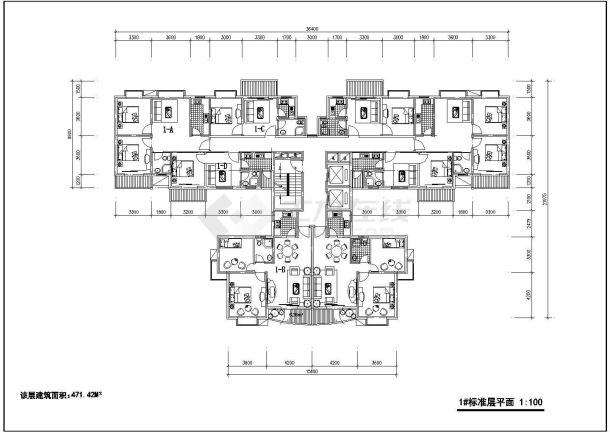 某地区风格设计多层户型平面cad详图-图一