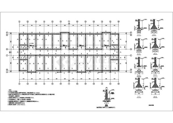 某地多层学生宿舍楼框架结构施工图-图一