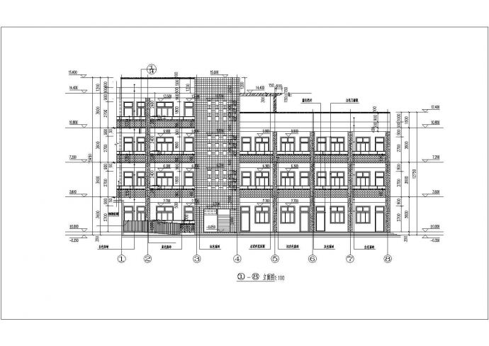 某地四层小学教学楼建筑设计方案图_图1