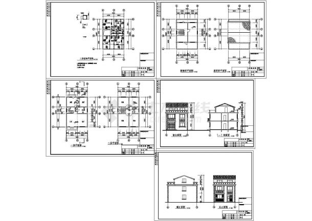 苏州某二层私人住宅建筑设计方案cad图纸，共 5张-图一