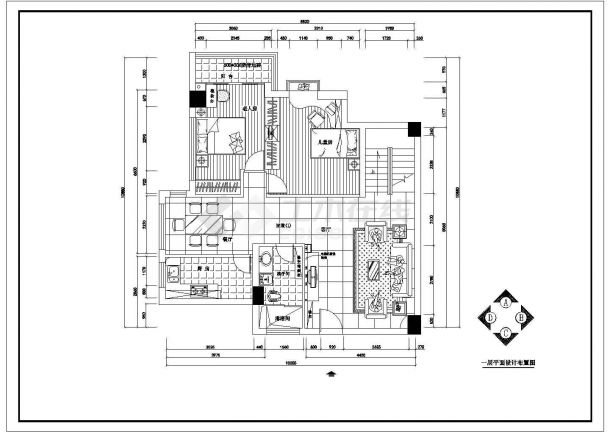 48平米复式户型室内装修设计cad平面施工图-图二