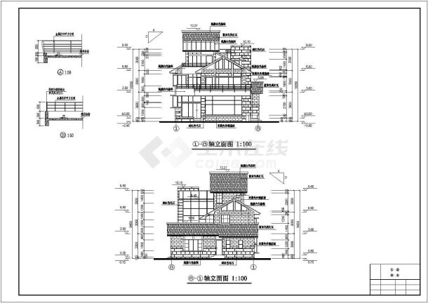 经常被使用的三层别墅建筑施工图（共7张）-图二