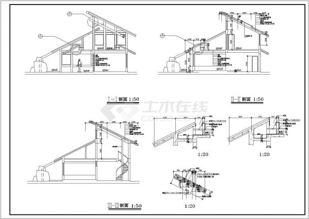 索道上部站茶室建筑施工图（共10张）-图二