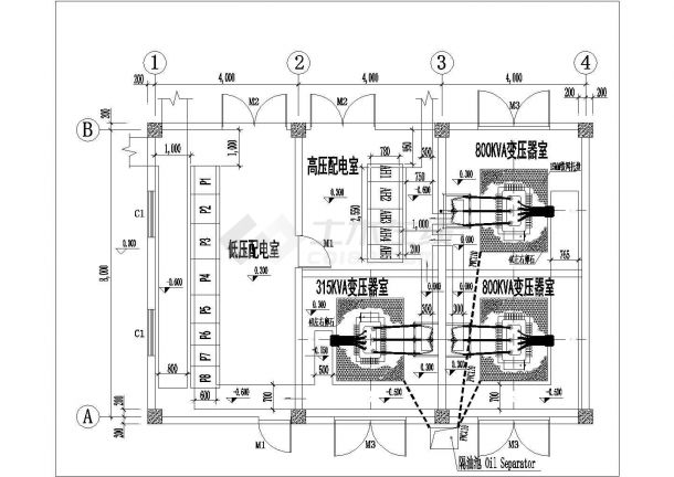 某地变电所施工大样图块-变压器（共6张）-图二
