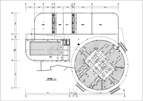 某大学的体育馆中心方案图CAD图示-图二