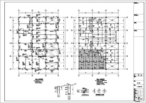 一套详细的地上三层框架结构食堂结构施工图-图二