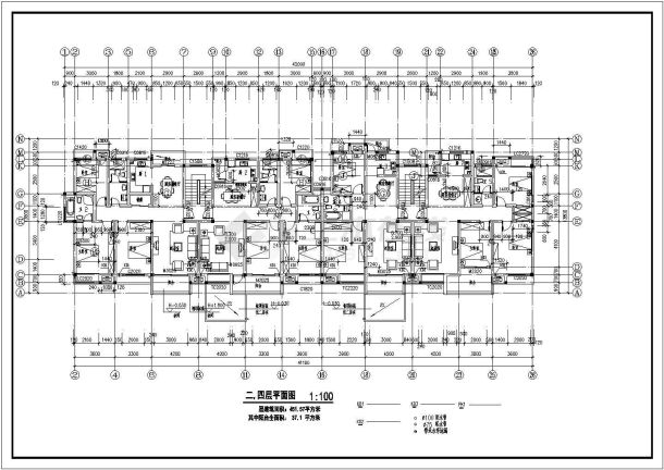 某地联体别墅建筑设计施工cad图纸-图二