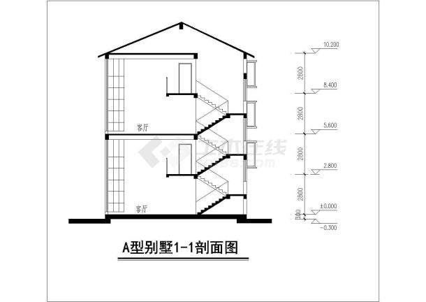 某郊区叠加别墅建筑设计施工方案图-图一