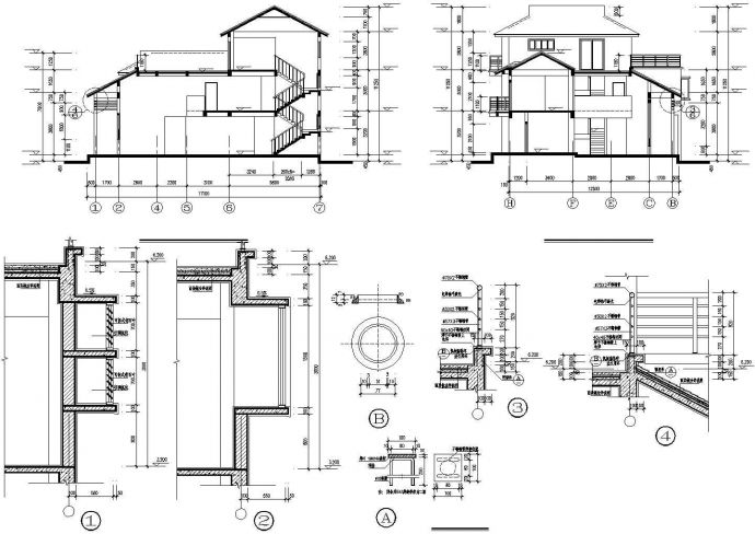 某地多层别墅建筑CAD图（共5张）_图1