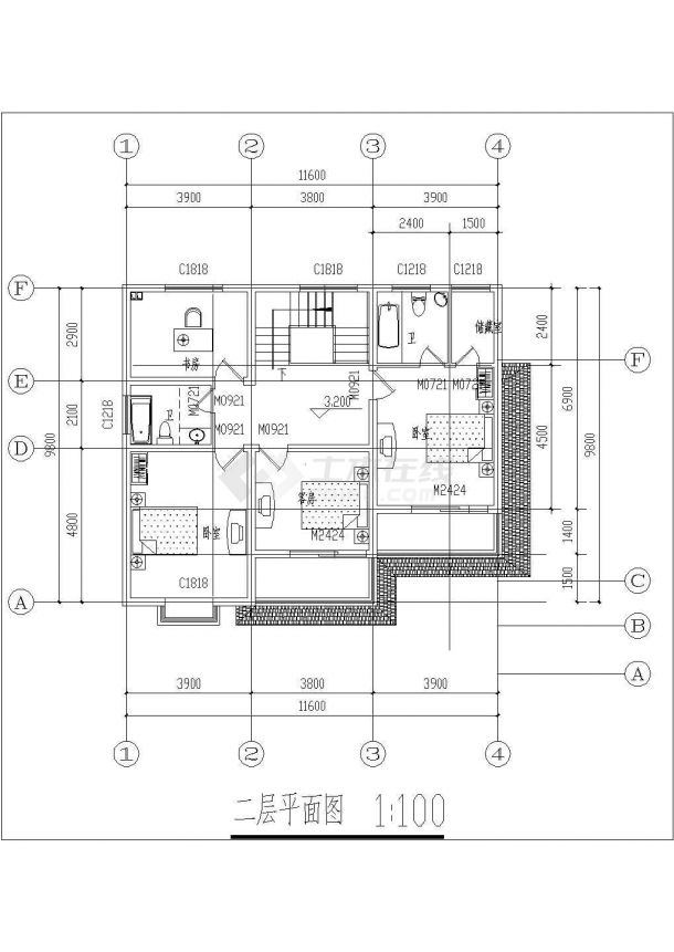古典木结构别墅建筑图纸（共8张)-图二