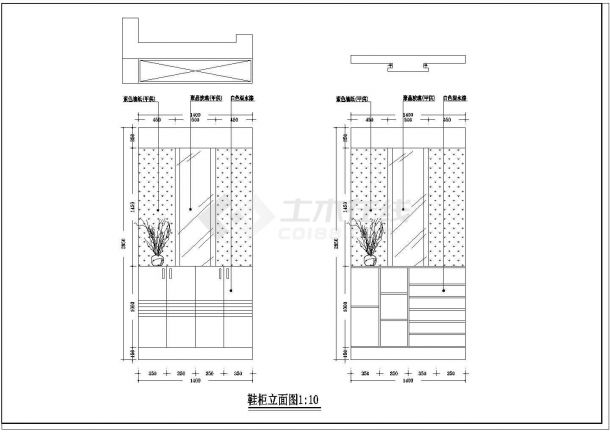 大两居室内家居设计方案cad施工图纸-图一