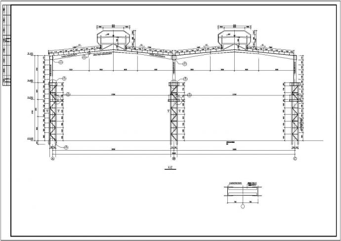 某地两连跨门式钢架厂房结构方案图（格构柱）_图1