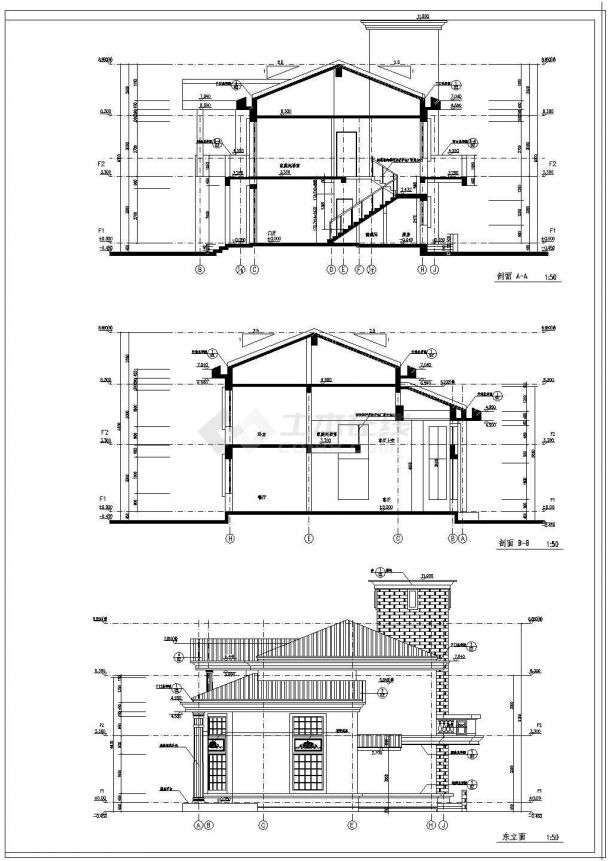 一套北欧风格二层别墅建筑图纸（含效果图）-图二