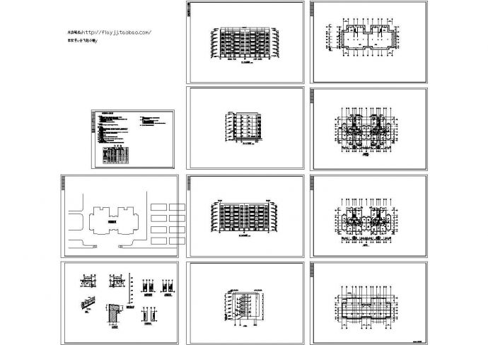 单元式七层住宅楼二单元对称户型设计图纸_图1