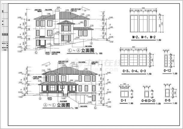 二层现代风格别墅建筑图（共4张）-图二
