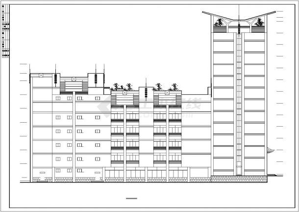 某地十二层酒店建筑方案设计CAD图纸-图一