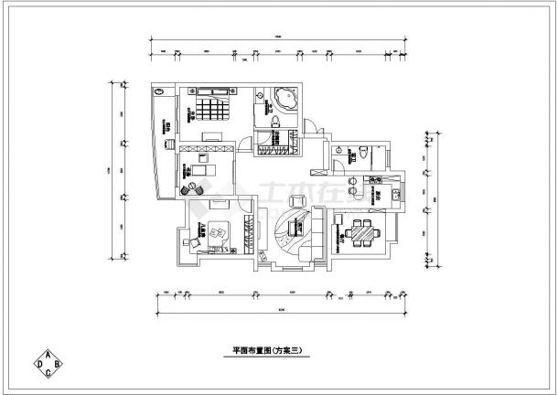 某户型室内家装设计cad方案施工图-图二