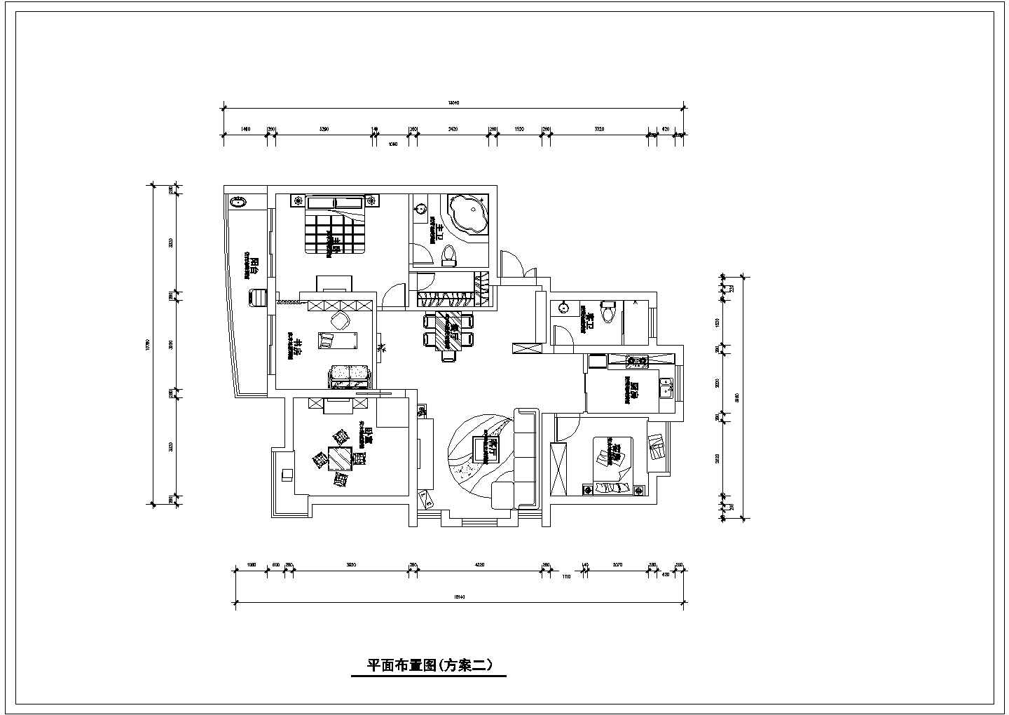 某户型室内家装设计cad方案施工图