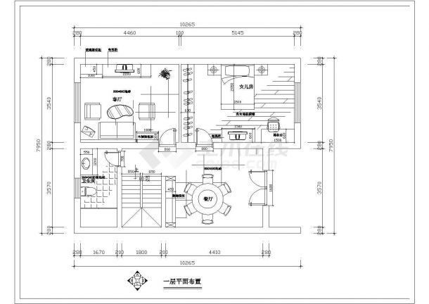 方形二层户型家居设计装修cad施工图纸-图二