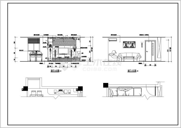 海港花园两居室家装设计CAD施工图纸-图一