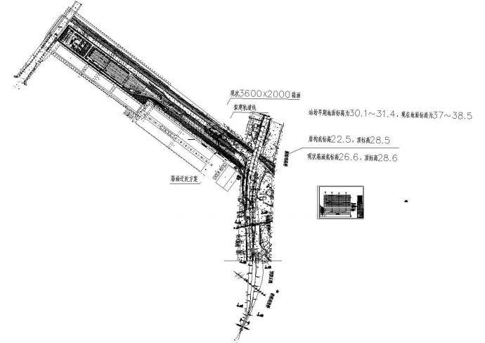 停车站雨水箱涵设置CAD图纸_图1