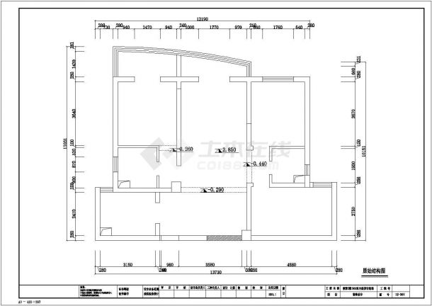 三室两厅两卫户型装修CAD设计施工图-图一