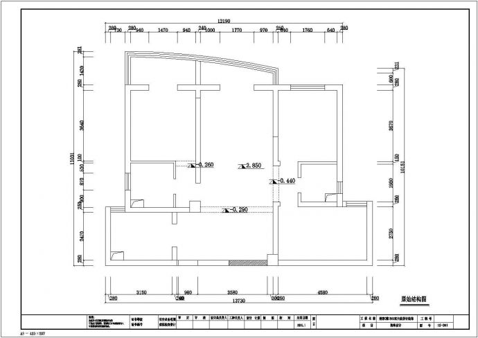 三室两厅两卫户型装修CAD设计施工图_图1