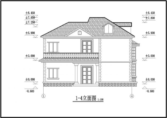 某小型别墅建筑设计方案图纸（含效果图）_图1