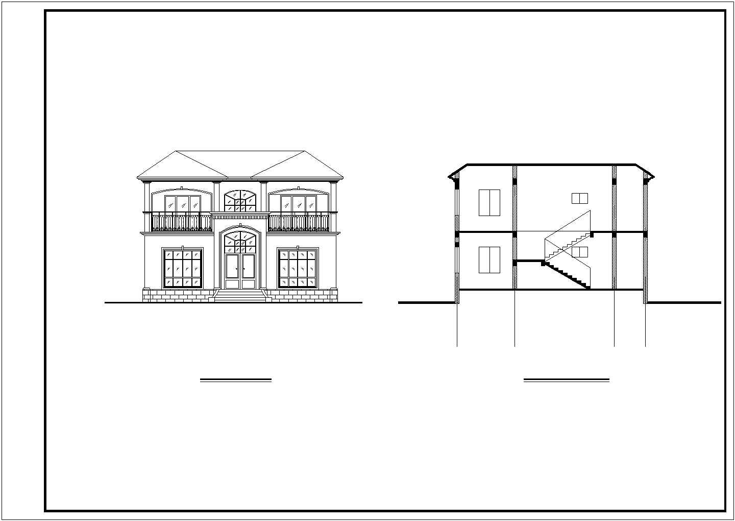 某二层现代别墅建筑设计施工完整方案图纸