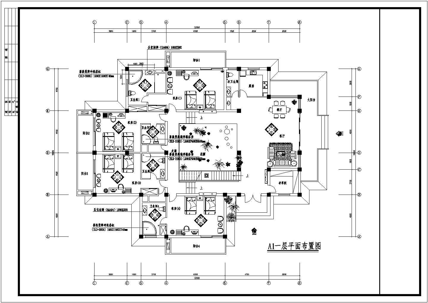 某豪华别墅全套建筑CAD设计施工图纸