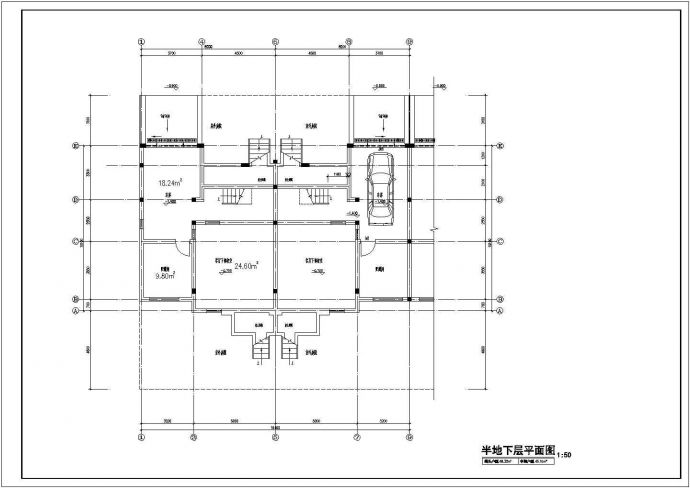 某居住小区A、C型别墅J建筑CAD施工图纸_图1