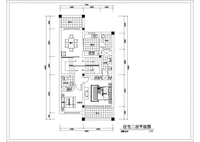 某两层别墅室内装修设计cad平面施工图_图1