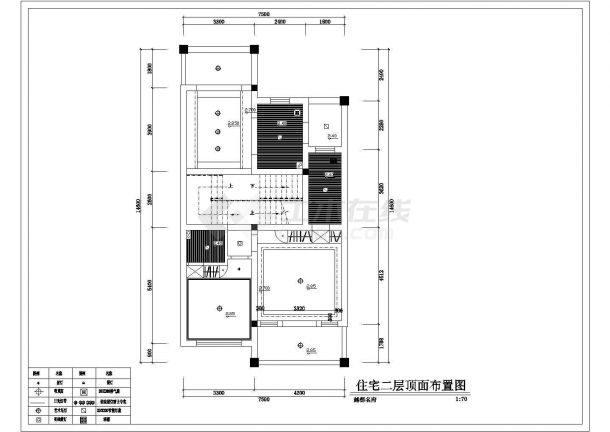 某两层别墅室内装修设计cad平面施工图-图二