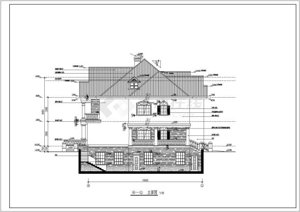 某地区休闲别墅建筑设计cad全套施工图-图二