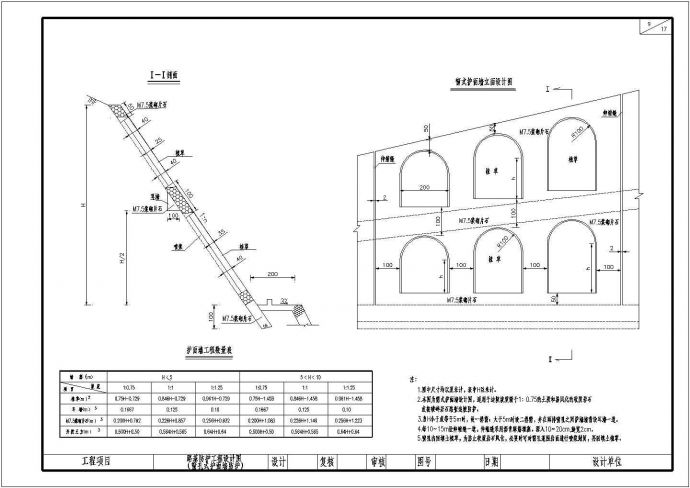 窗孔式浆砌片石护面墙CAD详图_图1